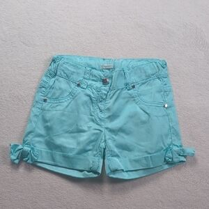 Microbe By Miss Grant Girls Teal Shorts with Bow Accents